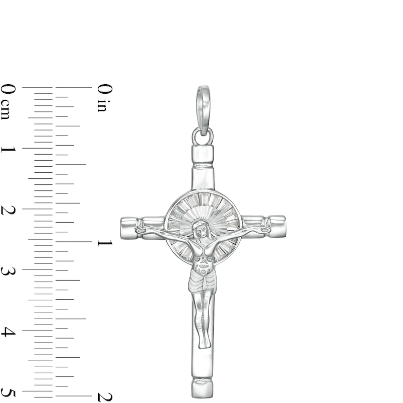 Baguette Cubic Zirconia Crucifix Charm in Sterling Silver