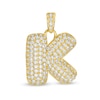 Thumbnail Image 0 of Cubic Zirconia "K" Puff Block Initial Necklace Charm in 10K Semi-Solid Gold