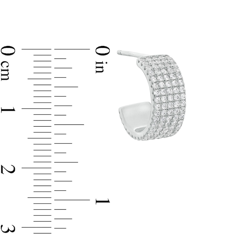 Cubic Zirconia Multi-Row J-Hoop Earrings in Sterling Silver