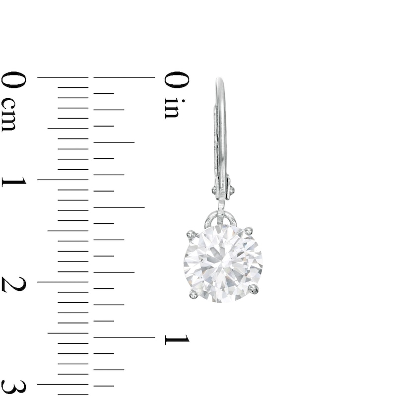 7.5mm Cubic Zirconia Solitaire Dangle Drop Earrings in Sterling Silver