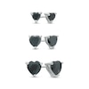 Thumbnail Image 0 of Heart-Shaped Black Cubic Zirconia Graduated Three Pair Stud Earrings Set in Sterling Silver