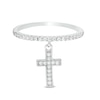 Thumbnail Image 0 of Cubic Zirconia Cross Dangle Ring in Sterling Silver - Size 7