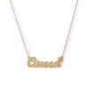 Thumbnail Image 0 of Cursive "Queen" with Crown Necklace in 10K Semi-Solid Gold - 20"