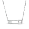 Thumbnail Image 0 of Cubic Zirconia Sideways Safety Pin Necklace in Sterling Silver