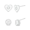 Thumbnail Image 0 of 4.5mm Cubic Zirconia Frame and White Enamel Heart Two Pair Stud Earrings Set in Sterling Silver