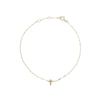 Thumbnail Image 1 of Made in Italy Dainty Cross Mirror Chain Anklet in 10K Solid Gold - 10"