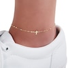 Thumbnail Image 2 of Made in Italy Dainty Cross Mirror Chain Anklet in 10K Solid Gold - 10"