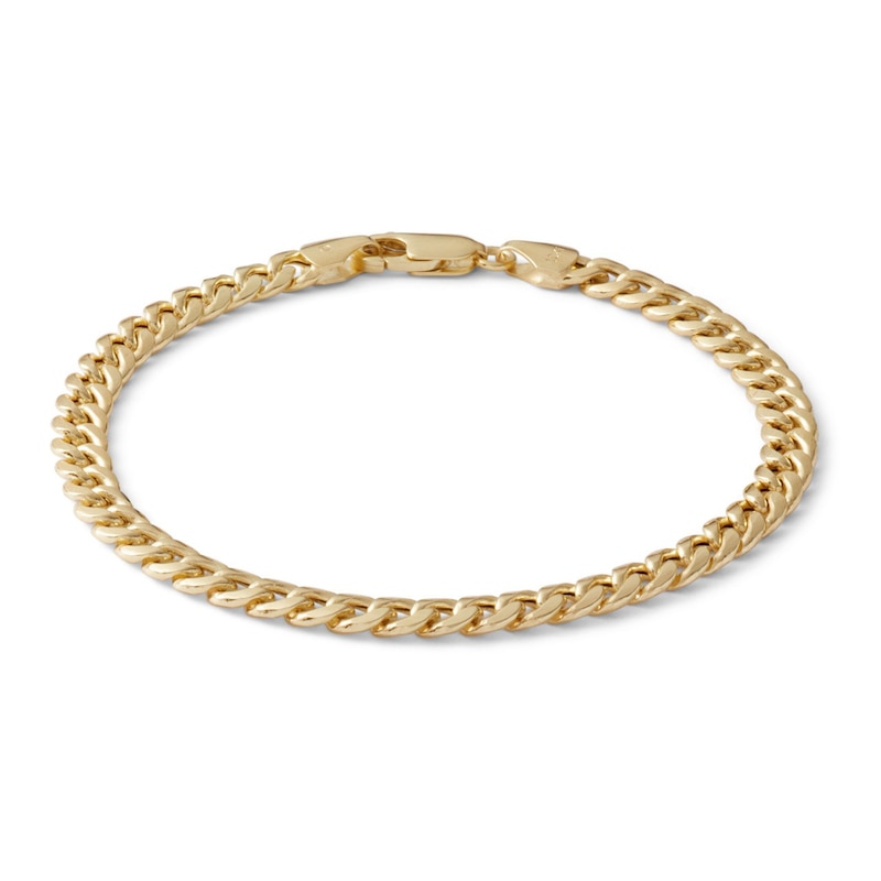 10K Semi-Solid Gold Miami Curb Chain Bracelet Made in Italy - 7"