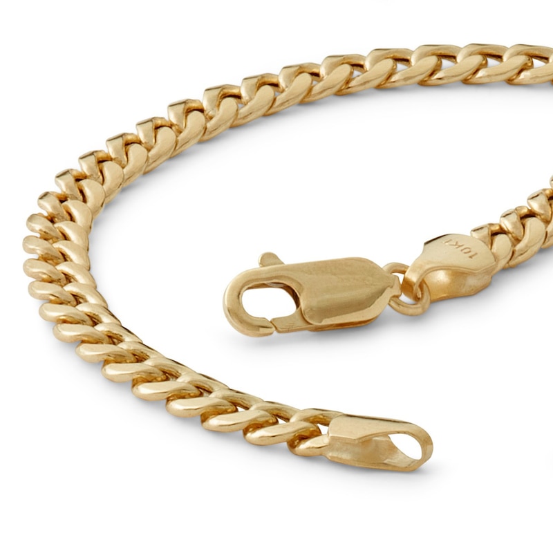 10K Semi-Solid Gold Miami Curb Chain Bracelet Made in Italy - 7"