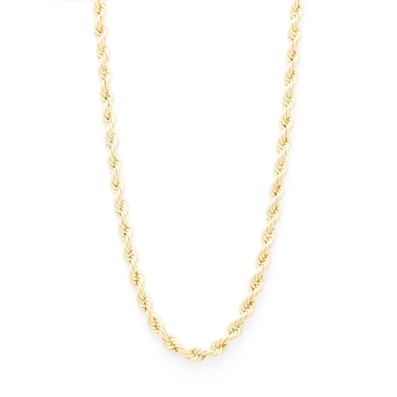 028 Gauge Rope Chain Necklace in 10K Hollow Gold - 18"