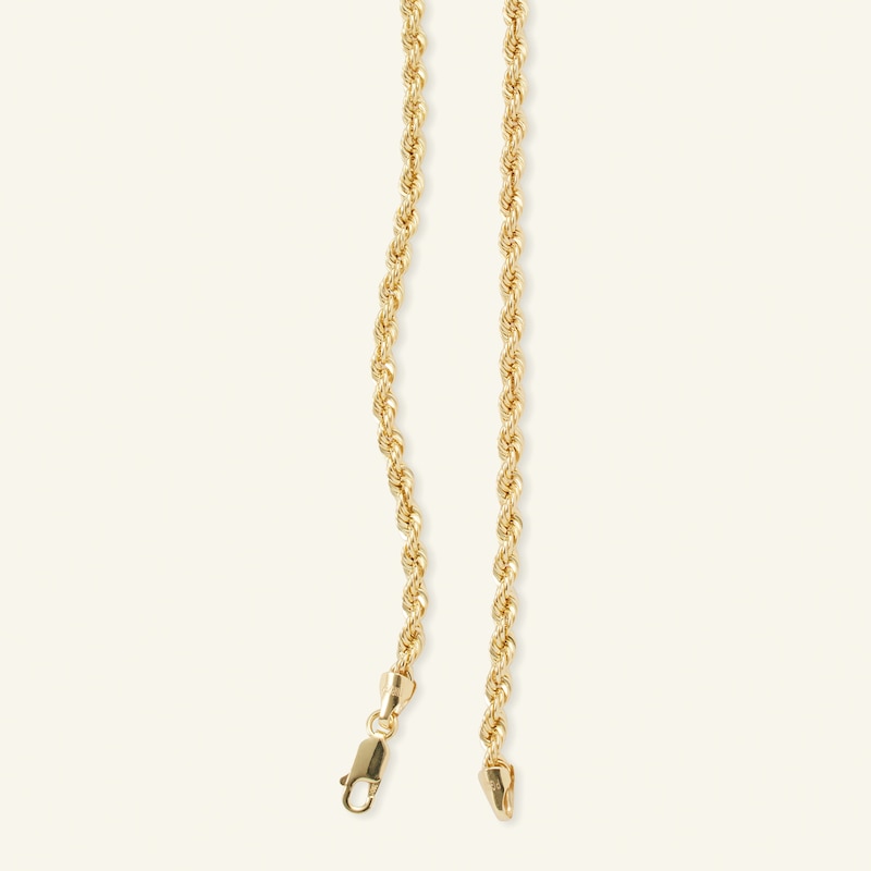 028 Gauge Rope Chain Necklace in 10K Hollow Gold - 18"