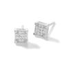 Thumbnail Image 0 of Cubic Zirconia Beaded Square Composite Stud Earrings in Sterling Silver