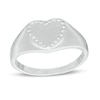 Thumbnail Image 0 of Cubic Zirconia Border Heart-Shaped Signet Ring in Sterling Silver - Size 7