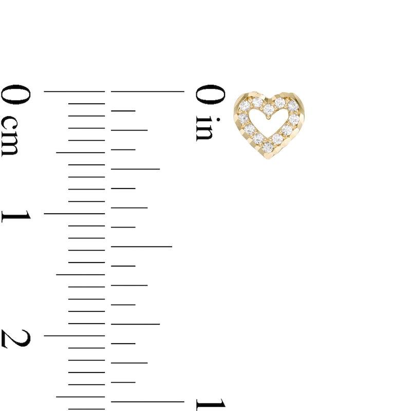 Cubic Zirconia Diamond-Cut Heart Stud Earrings in 10K Gold