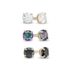 Thumbnail Image 0 of 3mm Black, Rainbow Green and White Cubic Zirconia Solitaire Three Pair Stud Earrings in 10K Gold