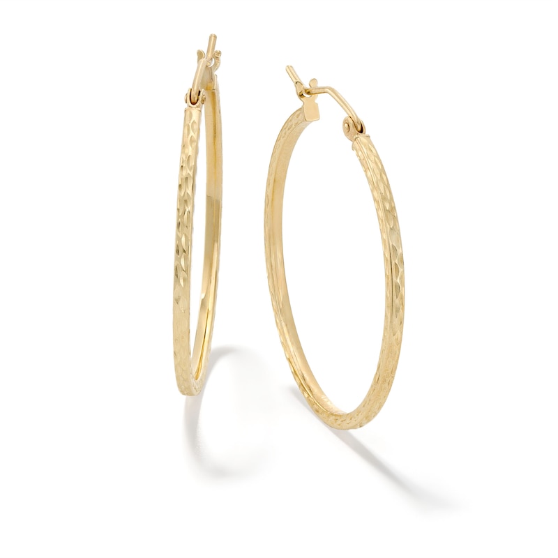 30mm Diamond-Cut Hoop Earrings in 10K Tube Hollow Gold