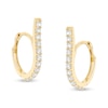 Thumbnail Image 0 of Cubic Zirconia Climber-Style Huggie Hoop Earrings in 10K Gold