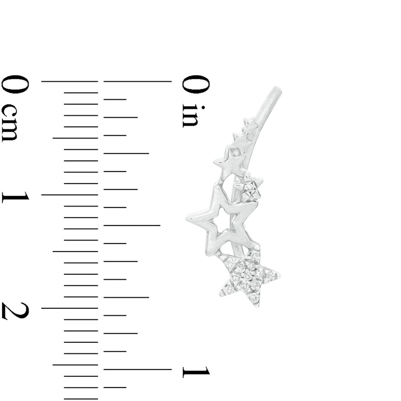 1/20 CT. T.W. Diamond Star Cluster Crawler Earrings in Sterling Silver