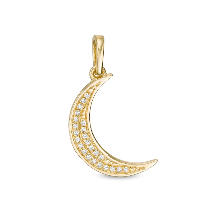 1/20 CT. T.W. Diamond Crescent Moon Necklace Charm in 10K Gold