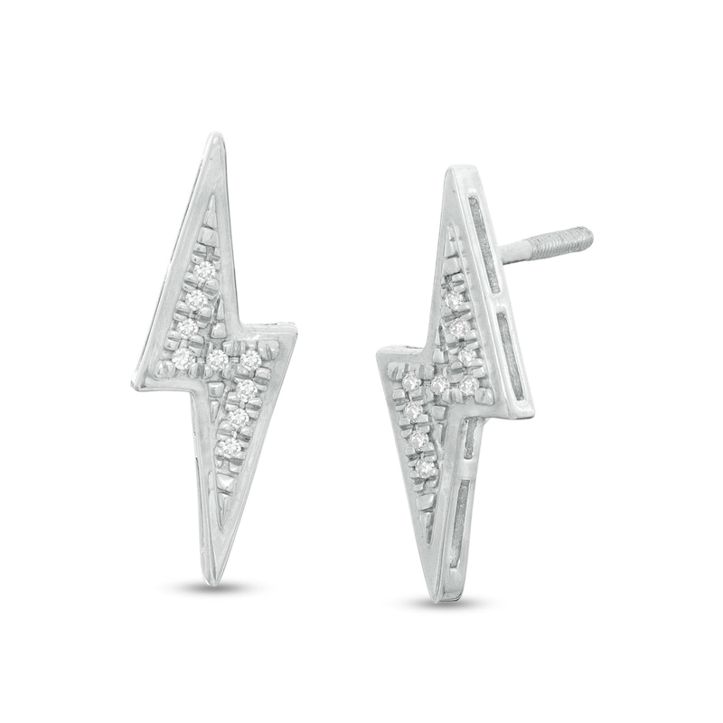 Diamond Accent Lightning Bolt Stud Earrings in Sterling Silver