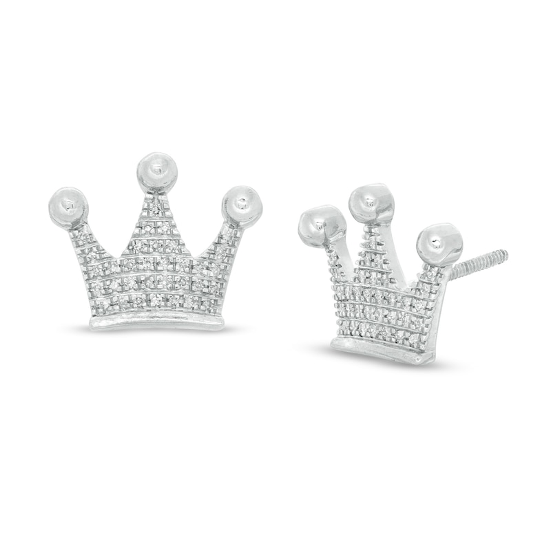 1/10 CT. T.W. Diamond Crown Stud Earrings in Sterling Silver