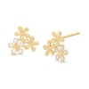 Thumbnail Image 0 of Cubic Zirconia Triple Jasmine Flower Stud Earring in 10K Gold