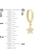 Thumbnail Image 1 of Cubic Zirconia Star and Crescent Moon Dangle Huggie Hoop Earrings in 10K Gold Casting Solid