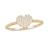 Thumbnail Image 0 of 10K Semi-Solid Gold Casting CZ Pavé Heart Bead Ring - Size 7