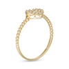 Thumbnail Image 1 of 10K Semi-Solid Gold Casting CZ Pavé Heart Bead Ring - Size 7