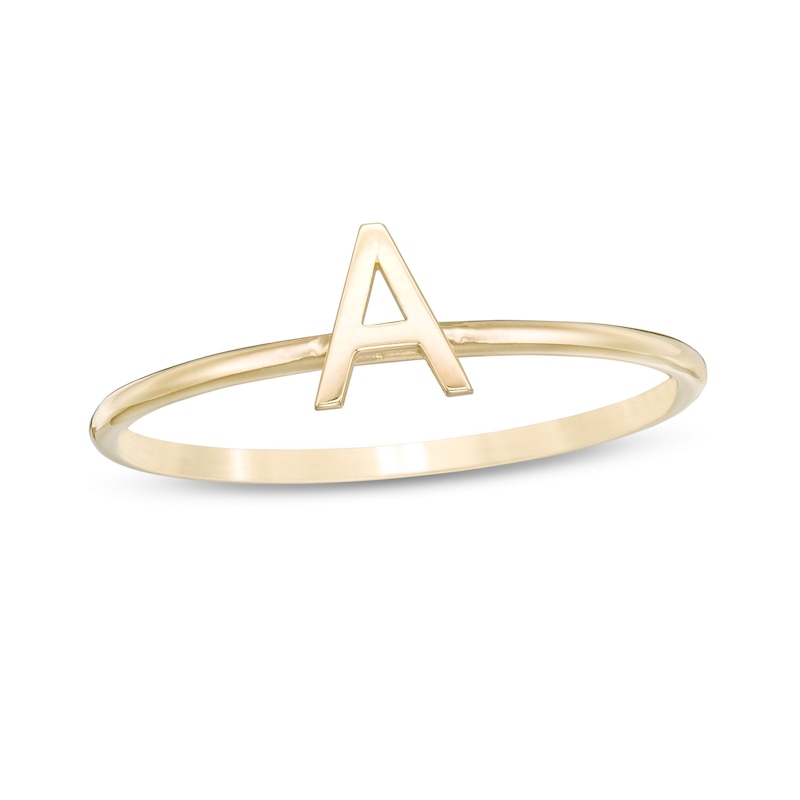 Uppercase Block "A" Initial Ring in 10K Gold - Size 7
