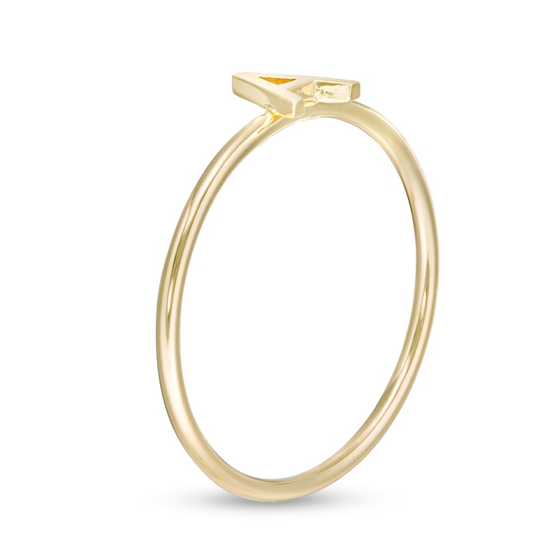 Uppercase Block "A" Initial Ring in 10K Gold - Size 7