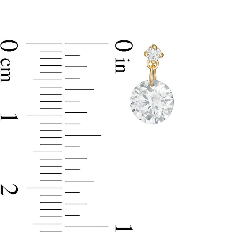 6mm Cubic Zirconia Dangle Drop Earrings in 10K Gold