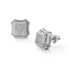 Thumbnail Image 0 of 1/6 CT. T.W. Diamond Concave Octagon Stud Earrings in Sterling Silver