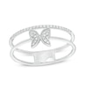 Thumbnail Image 0 of 1/10 CT. T.W. Diamond Butterfly Open Shank Ring in Sterling Silver