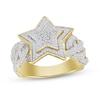 Thumbnail Image 0 of 10K Solid Gold Diamond Tiered Star Chain Link Ring