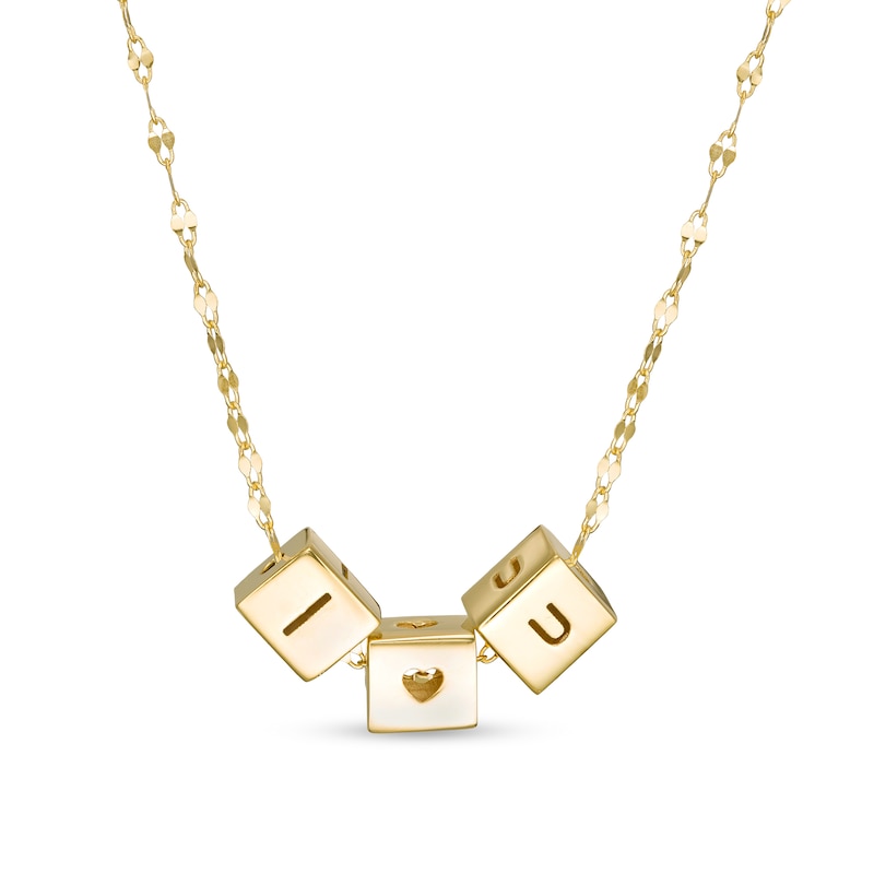 Made in Italy 'I HEART U' Blocks Pendant in 10K Gold
