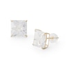 Thumbnail Image 0 of 9mm Princess-Cut Square Groove Cubic Zirconia Solitaire Stud Earrings in 14K Gold