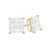 Thumbnail Image 0 of 8mm Princess-Cut checkerboard Groove Cubic Zirconia Solitaire Stud Earrings in 14K Gold