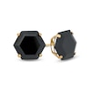 Thumbnail Image 0 of 8mm Hexagon-Shaped Black Cubic Zirconia Solitaire Stud Earrings in 14K Gold
