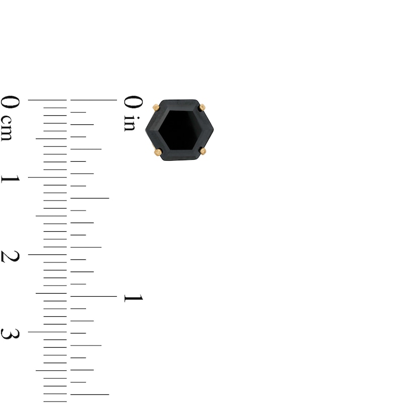 8mm Hexagon-Shaped Black Cubic Zirconia Solitaire Stud Earrings in 14K Gold