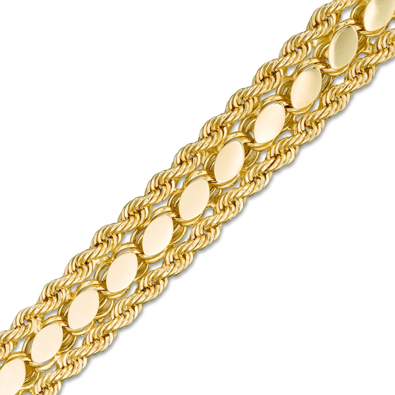 Multi-Row Hollow Rope Chain Bracelet in 10K Gold - 7.5"