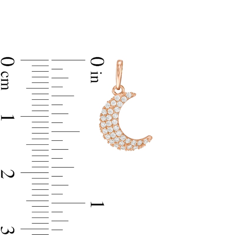 Cubic Zirconia Crescent Moon Necklace Charm in 10K Solid Rose Gold