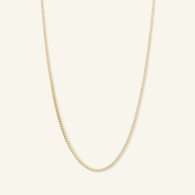 075 Gauge Box Chain Necklace in 10K Solid Gold Bonded Sterling Silver - 16"
