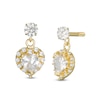 Thumbnail Image 0 of Child's Heart-Shaped Cubic Zirconia Frame Dangle Drop Earrings in 10K Gold