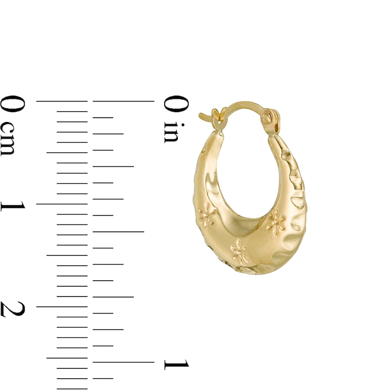 Child's Flower Stamp Hoop Earrings in 10K Stamp Hollow Gold