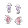 Thumbnail Image 0 of Child's Purple and Pink Crystal Enamel Fish Stud Earrings Set in Sterling Silver