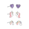 Thumbnail Image 0 of Child's Enamel Unicorns, Hearts, and Rainbows Stud Earrings Set in Sterling Silver