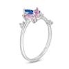 Thumbnail Image 1 of Child's Pink and Blue Cubic Zirconia Butterfly Bypass Ring in Sterling Silver - Size 3
