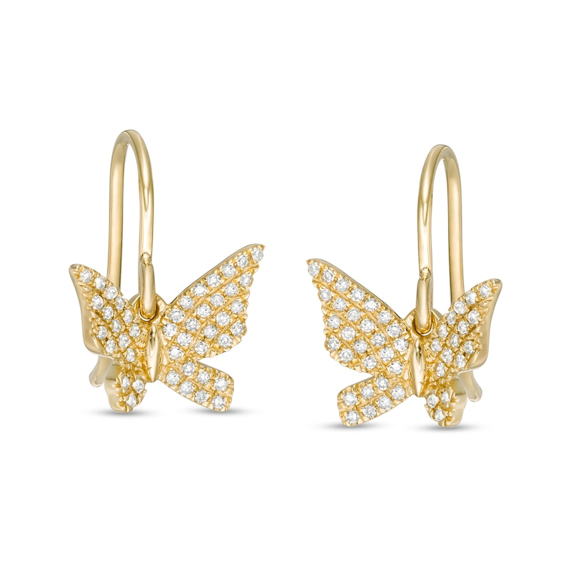 1/6 CT. T.W. Diamond Butterfly Dangle Drop Earrings in 10K Gold