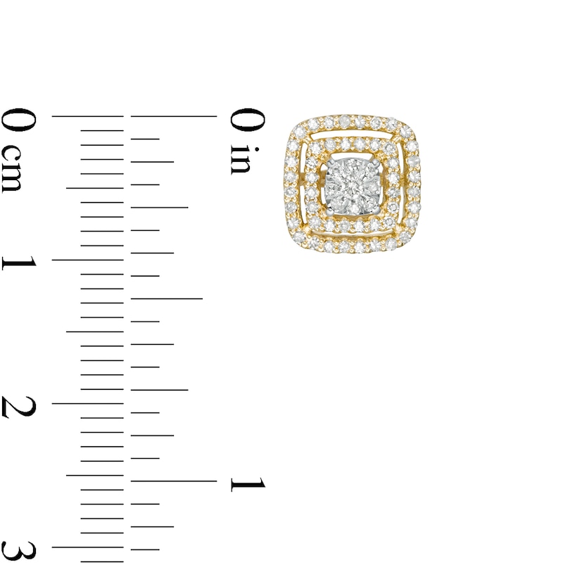 3/8 CT. T.W. Diamond Open Double Cushion Frame Stud Earrings in 10K Gold